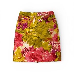 J. Crew Floral Pencil Skirt in Pink and Green